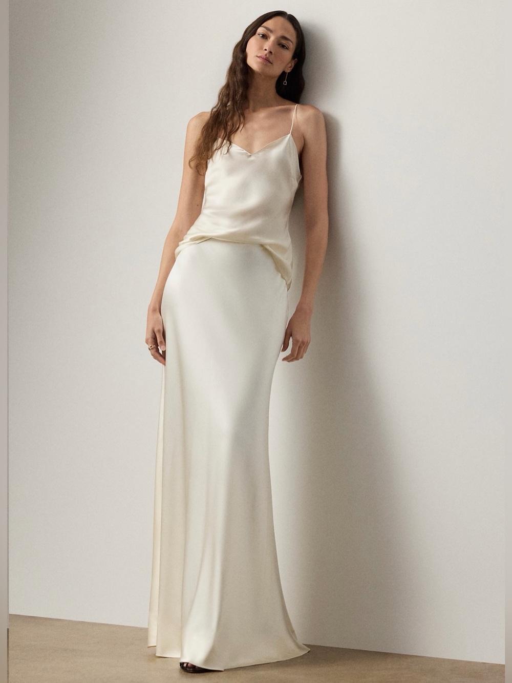 RALPH LAUREN COLLECTION BRIDAL MASSINA STRETCH SATIN SKIRT IN WHITE - Picture 4 of 12
